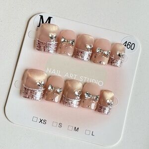 Handmade Press-On Nails Size M | Reusable | Full Set w/ Prep Kit | Brand New 460